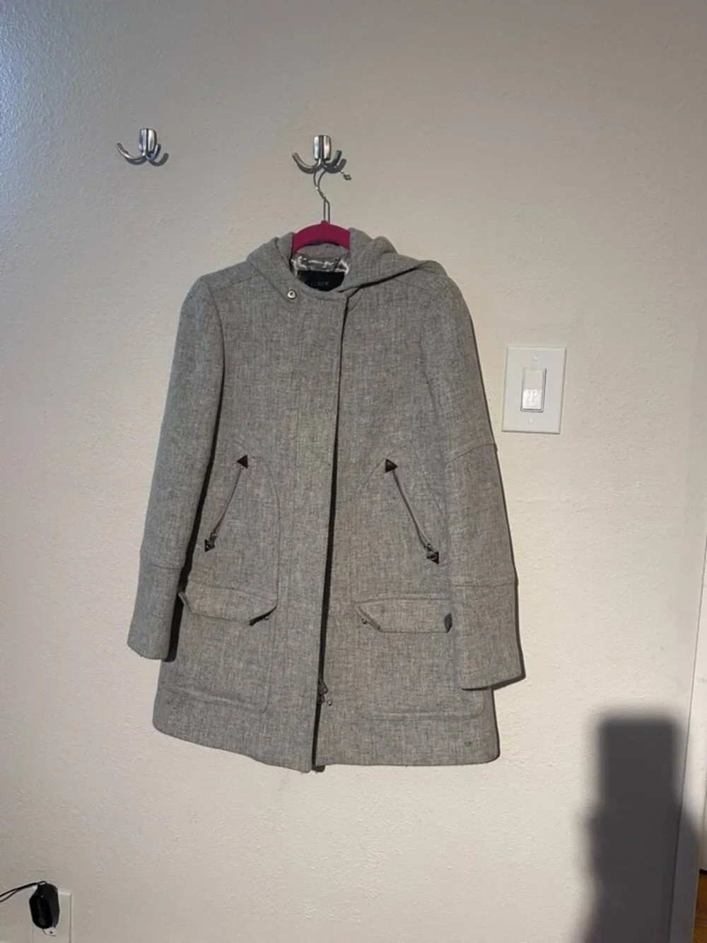 J.Crew Grey Wool Stadium Coat, Size M - Picture 3 of 5